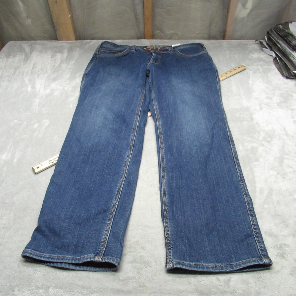 Carhartt Jeans Womens‎ 18 Medium Wash Denim Relaxed Fit Flannel Lined Work 38x30